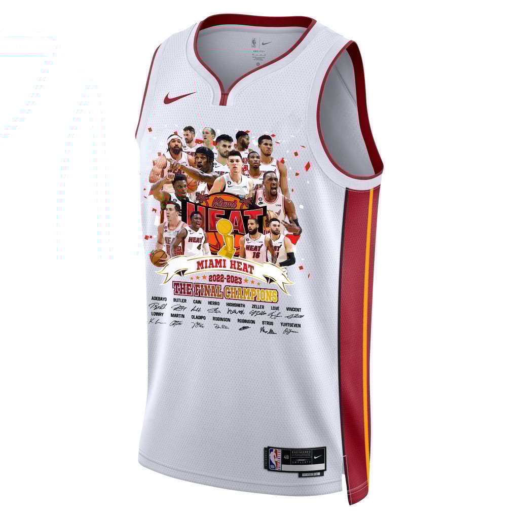 Alternative view of Miami Heat Finals Champions 2023 Swingman Basketball Jersey Player Signture - White - JS642 