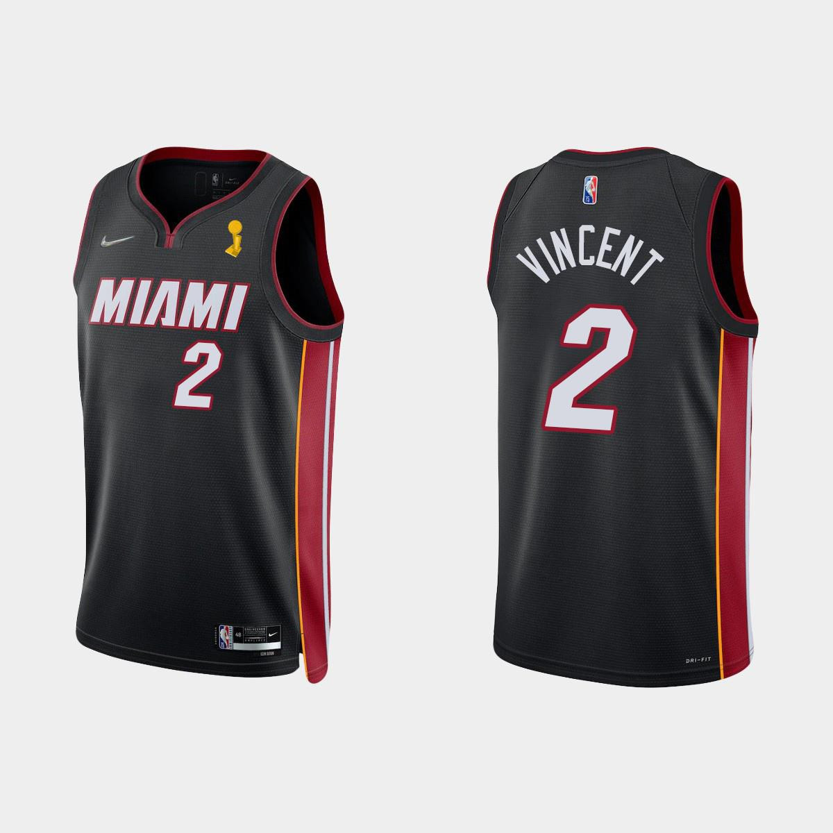 Miami Heat Gabe Vincent 2 Champions Cup Diamond Black Basketball Jersey Icon - JS126 