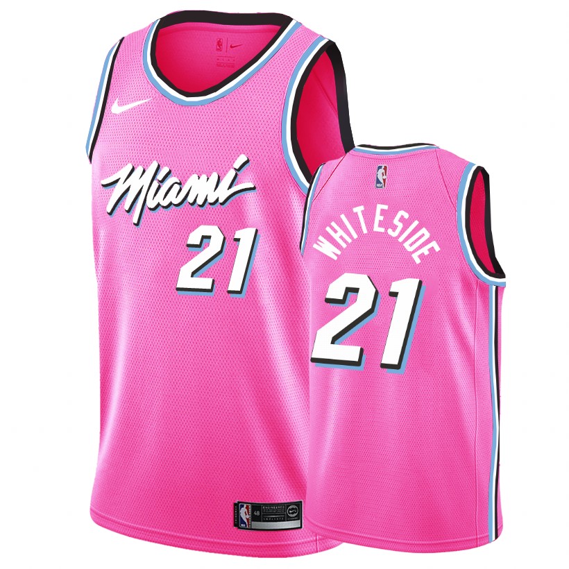 Miami Heat Hassan Whiteside #21 Pink Earned Edition Basketball Jersey