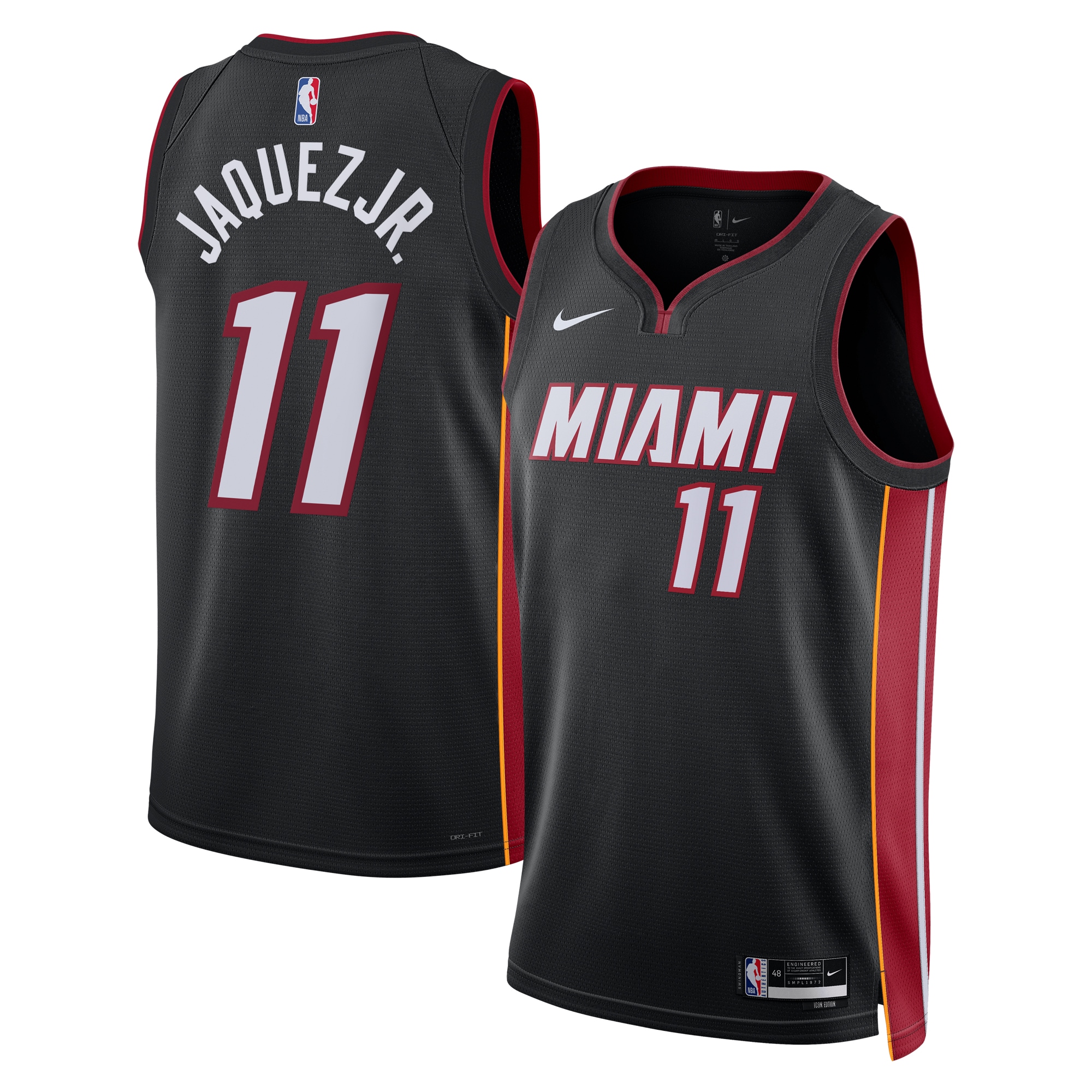 Miami Heat Icon Edition Swingman Basketball Jersey - Black - Jaime Jaquez Jr. - Unisex - JS665 