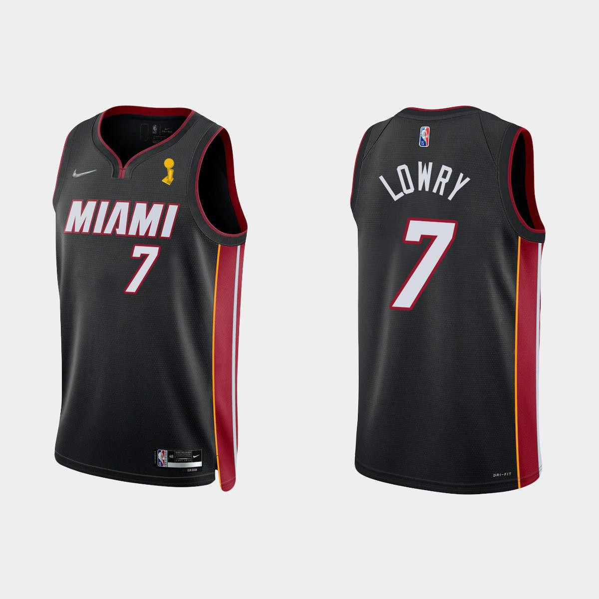 Miami Heat Kyle Lowry 7 Champions Cup Diamond Black Basketball Jersey Icon - JS559 
