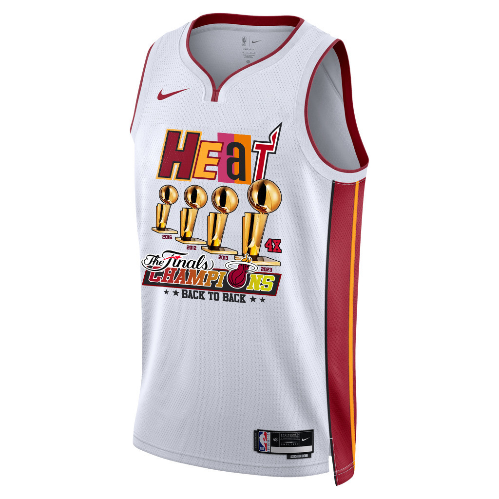 Alternative view of Miami Heat Legacy 4th Back To Back 2023 Champions Swingman Jersey - White - JS825 