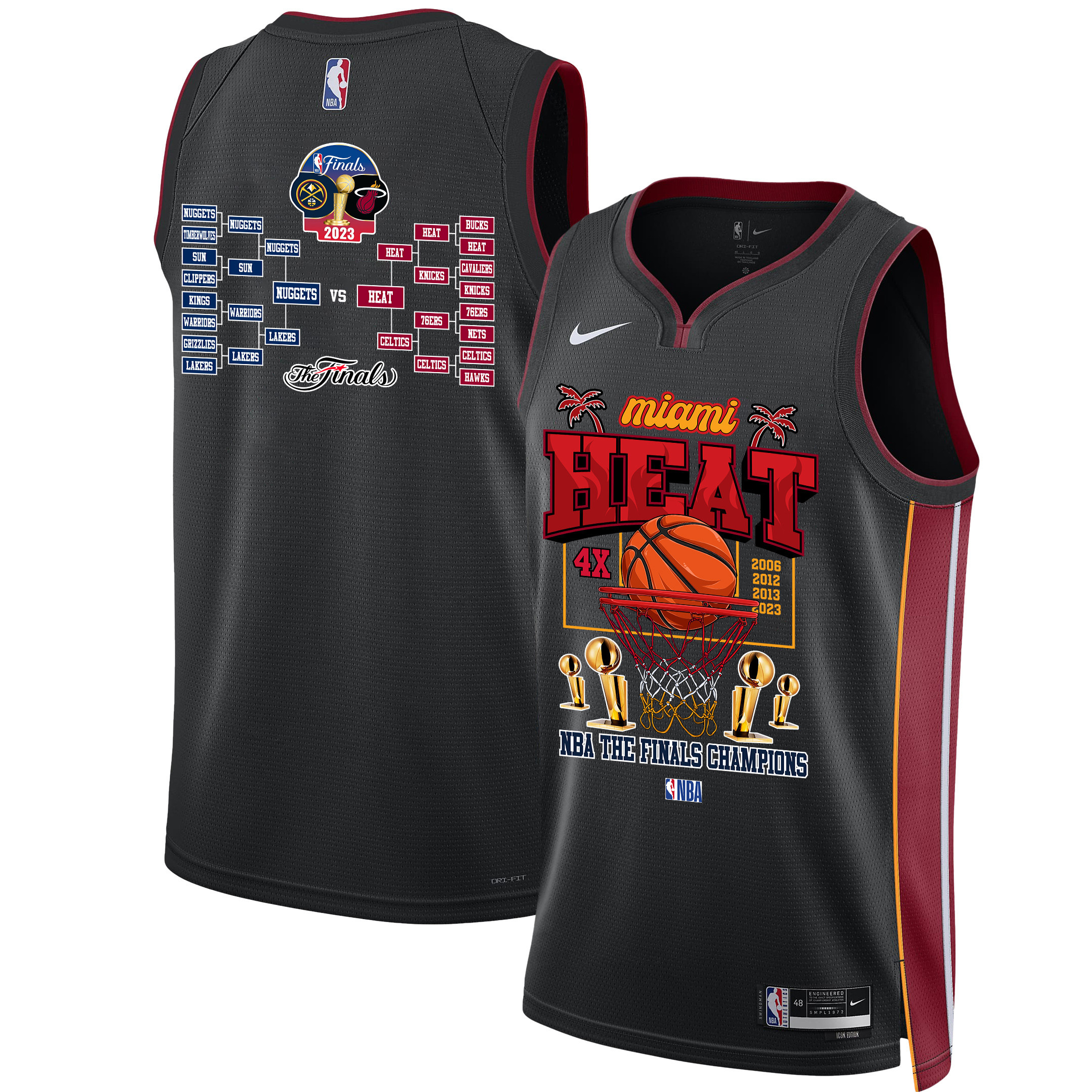Miami Heat Lineup Road To The NBA Final Champions 2023 Swingman Jersey - Black - JS756 