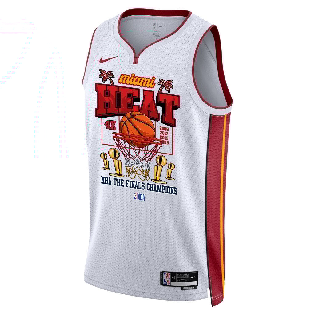 Alternative view of Miami Heat Lineup Road To The NBA Final Champions 2023 Swingman Jersey - White - JS161 
