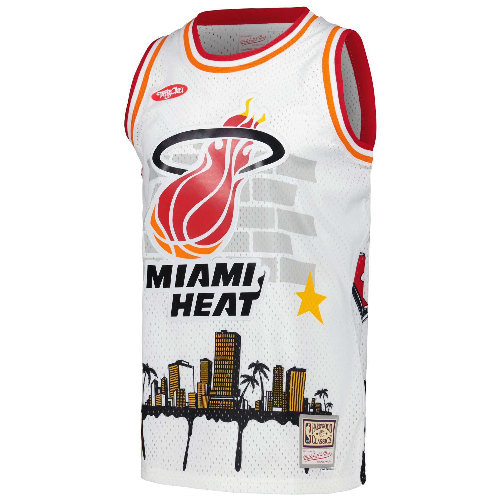 Alternative view of Miami Heat Mitchell & Ness X Tats Cru Hardwood Classics Fashion Jersey - White