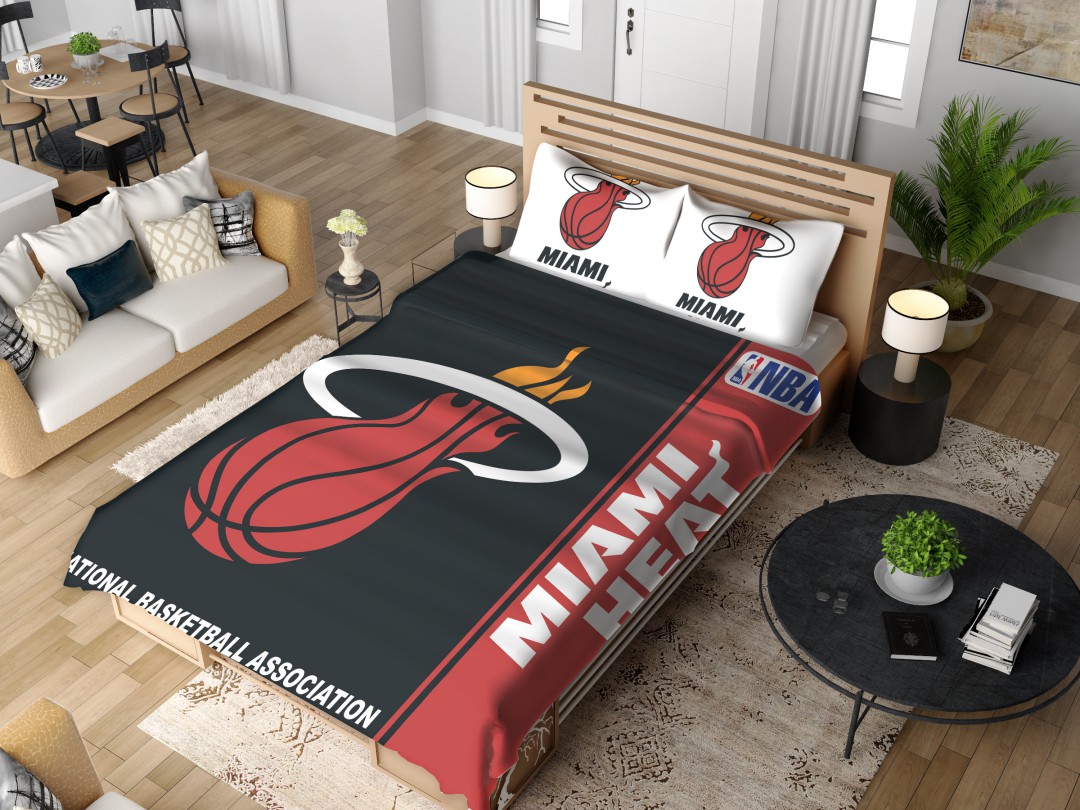 Alternative view of Miami Heat NBA Basketball Bedding Set - Custom Bedding Set