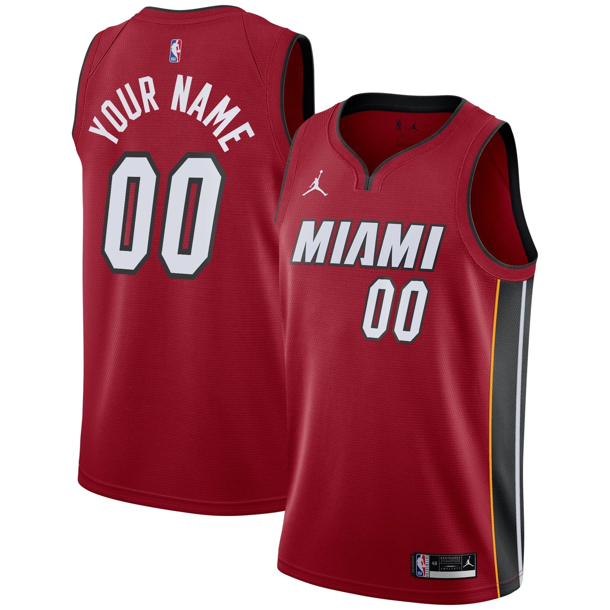 Alternative view of Miami Heat Swingman Custom Basketball Jersey - Statement Edition - Red - JS665 