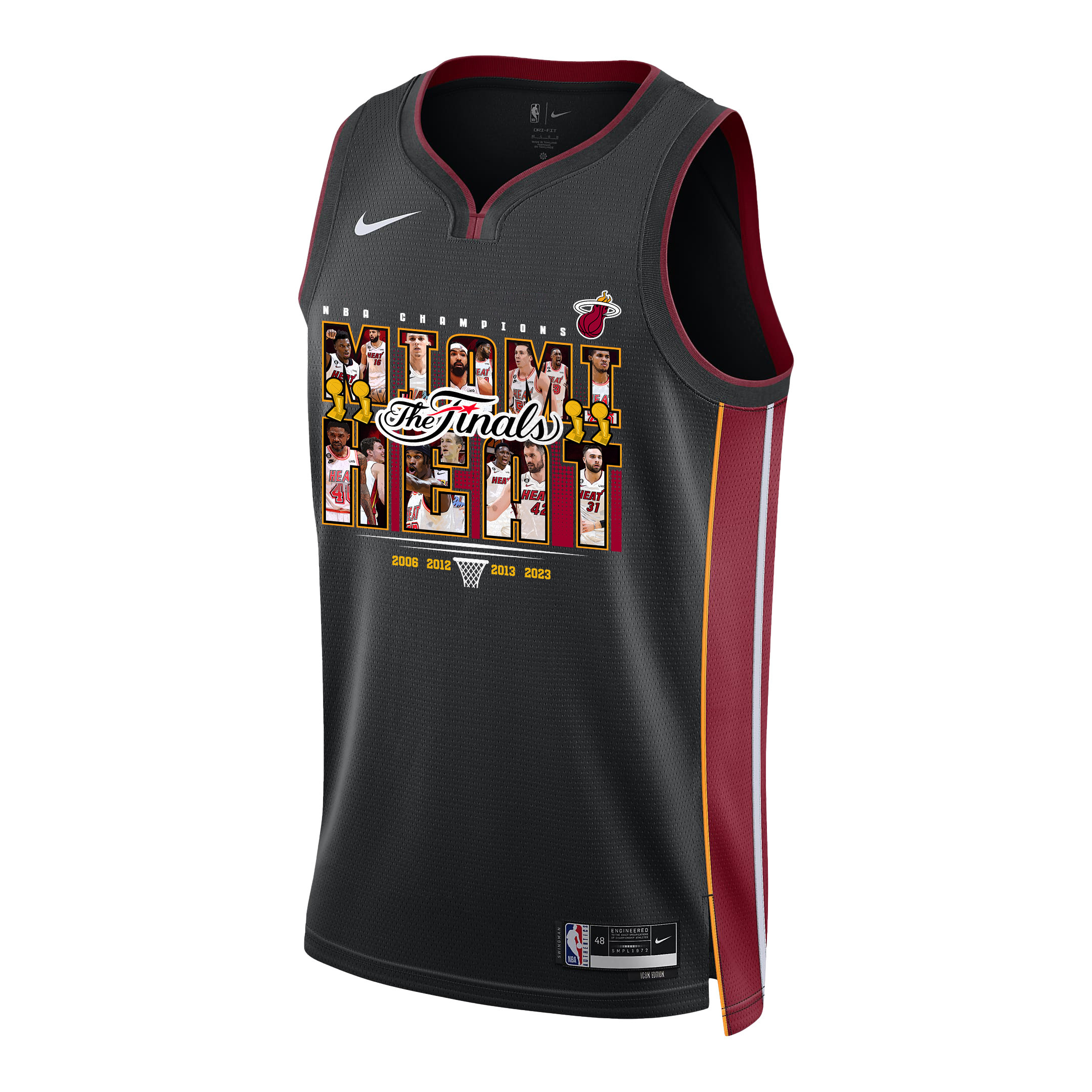 Alternative view of Miami Heat The 2023 Champions' Badge For Miami Swingman Basketball Jersey - Black - JS540 