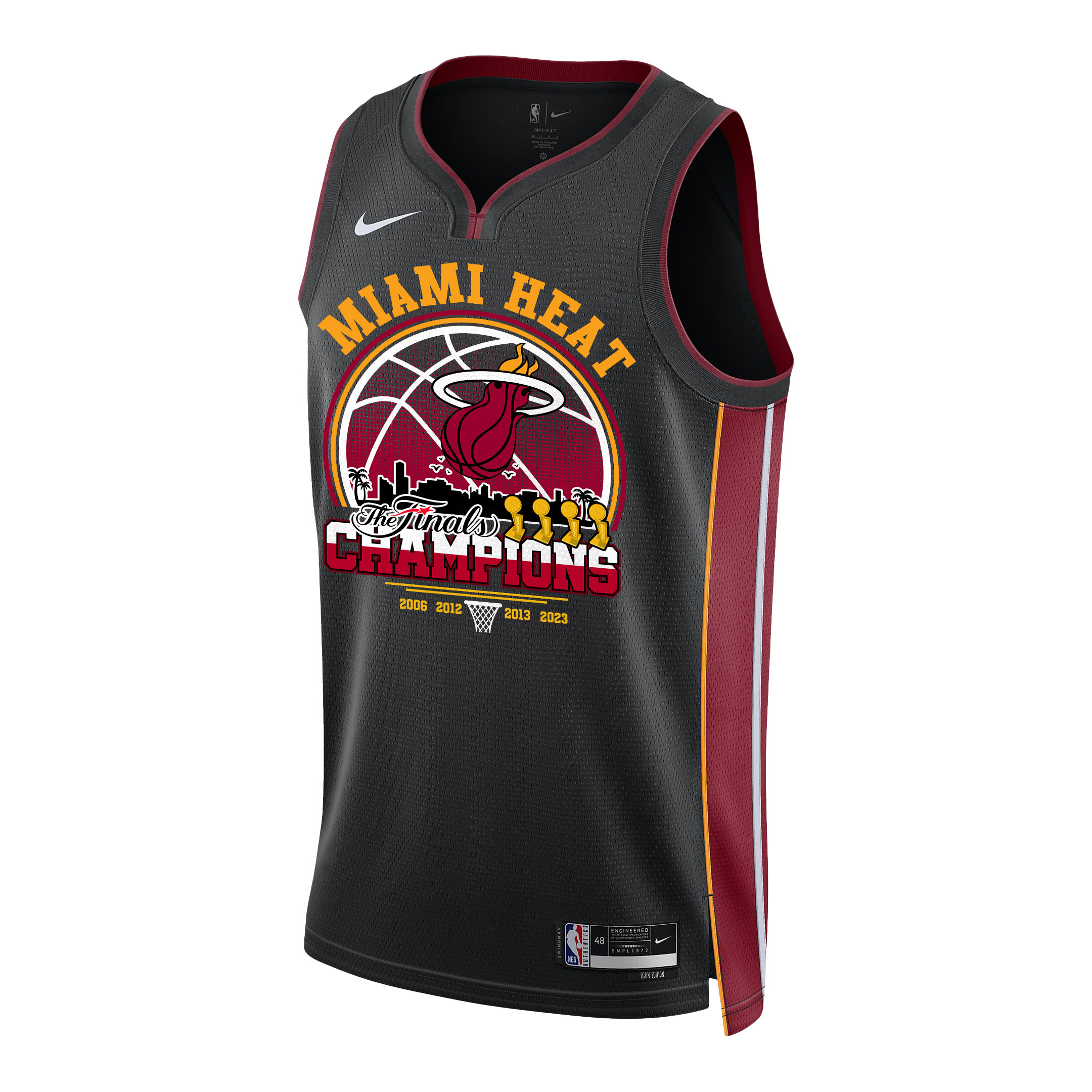 Alternative view of Miami Heat The 4th Finals Champions Glory 2023 Swingman Basketball Jersey - Black - JS448 