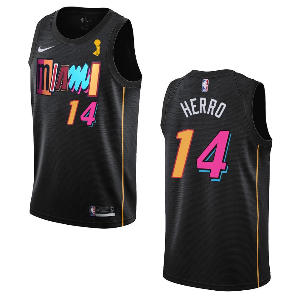 Miami Heat Tyler Herro 14 Champions Cup Basketball Jersey Black - JS847 