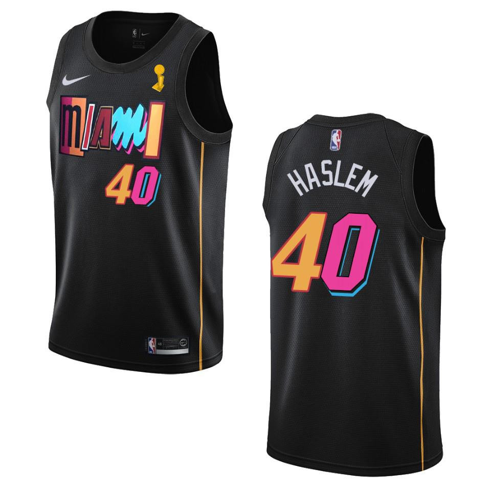 Miami Heat Udonis Haslem 40 Champions Cup 2023 Patch Basketball Jersey Black - JS129 