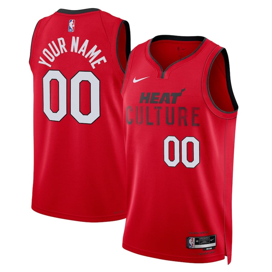 Miami Heat Unisex 2024/25 Custom Swingman Basketball Jersey - City Edition - Red - JS320 