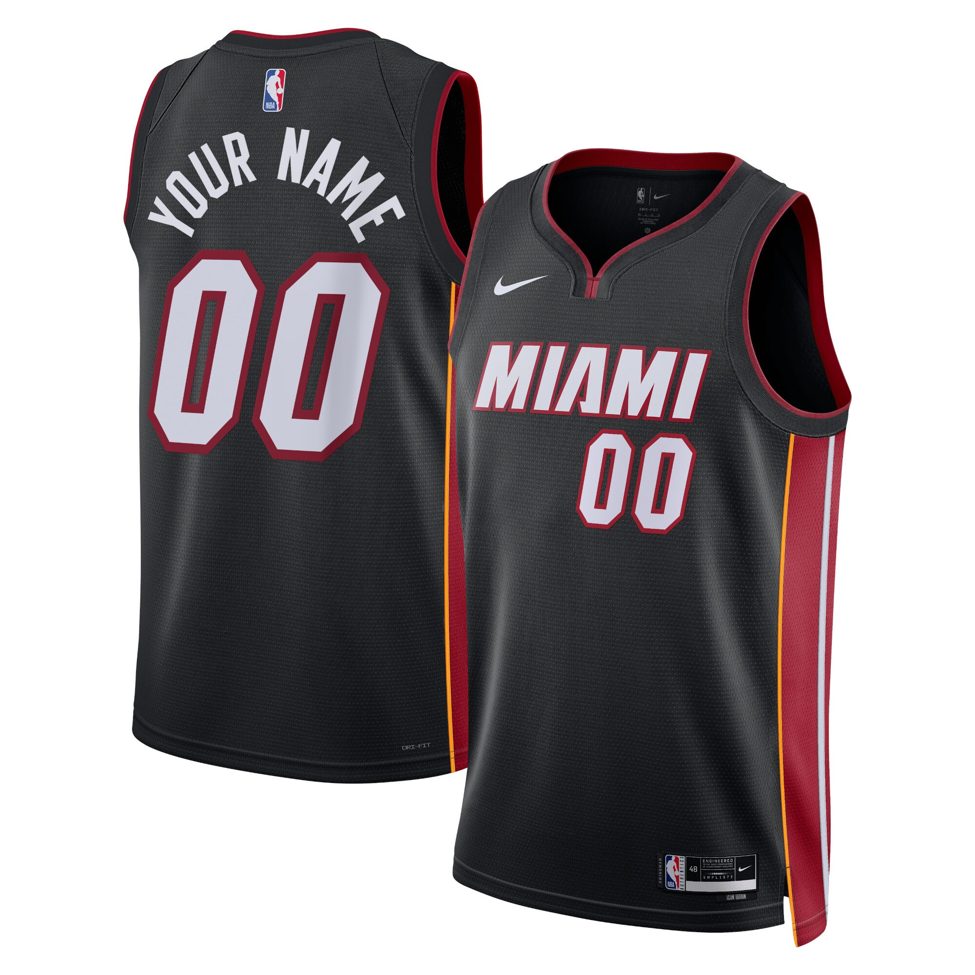Miami Heat Unisex Swingman Custom Basketball Jersey Black - Icon Edition