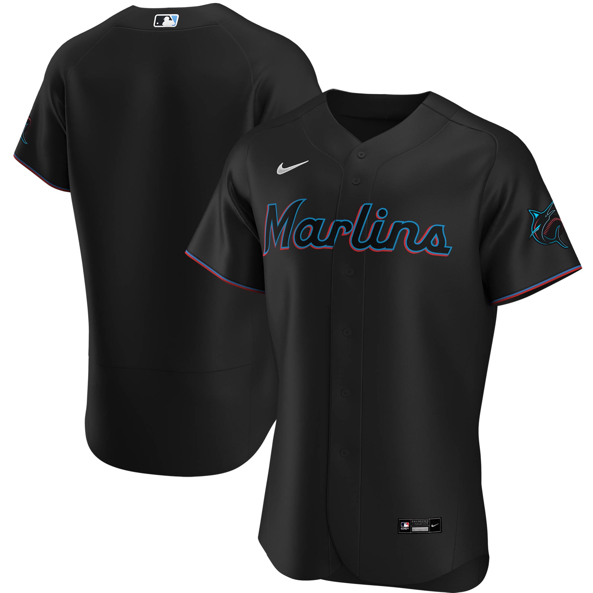 Miami Marlins Alternate Authentic Team Baseball Jersey - Black
