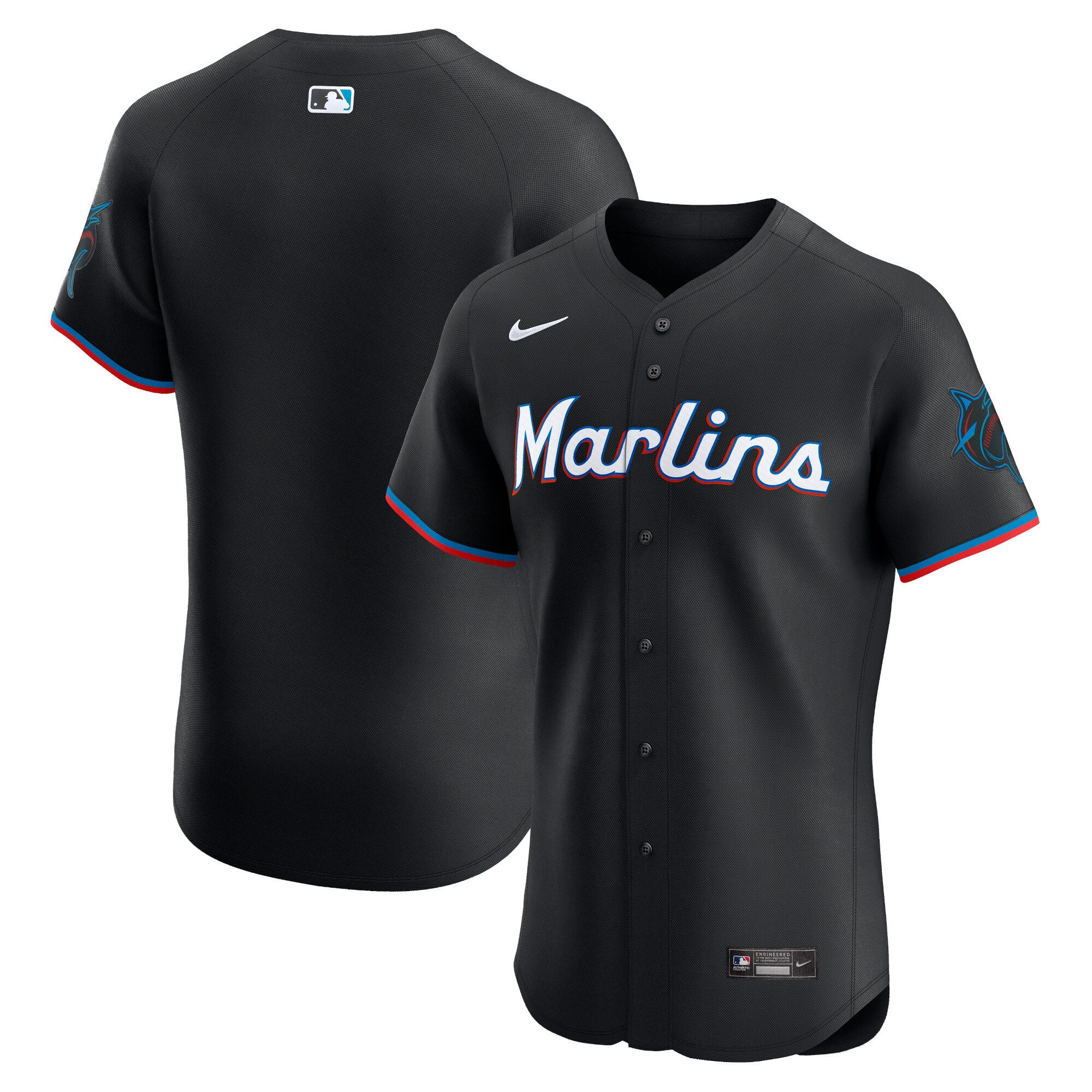 Miami Marlins Alternate Vapor Premier Elite Patch Baseball Jersey - Black