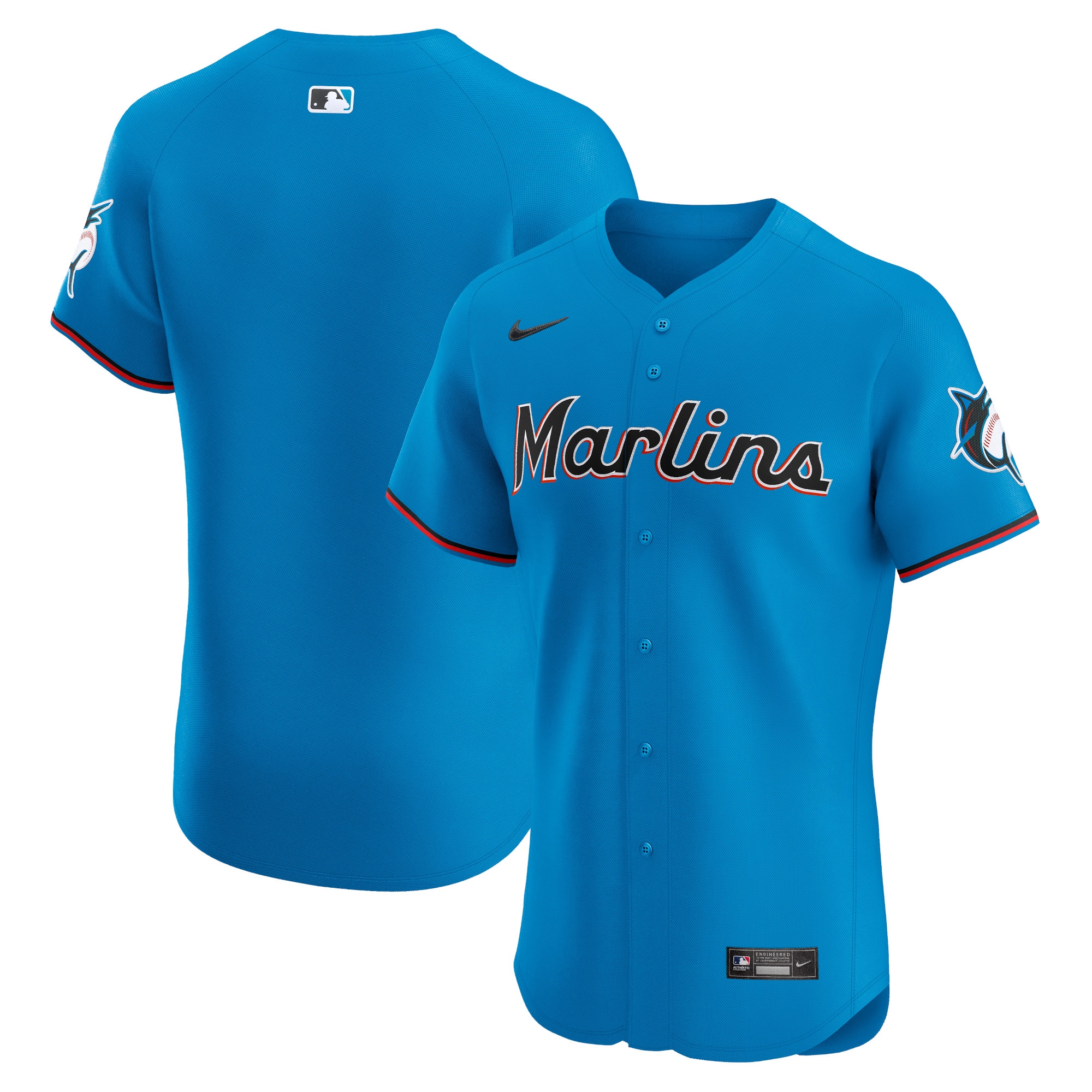Miami Marlins Alternate Vapor Premier Elite Patch Baseball Jersey - Blue
