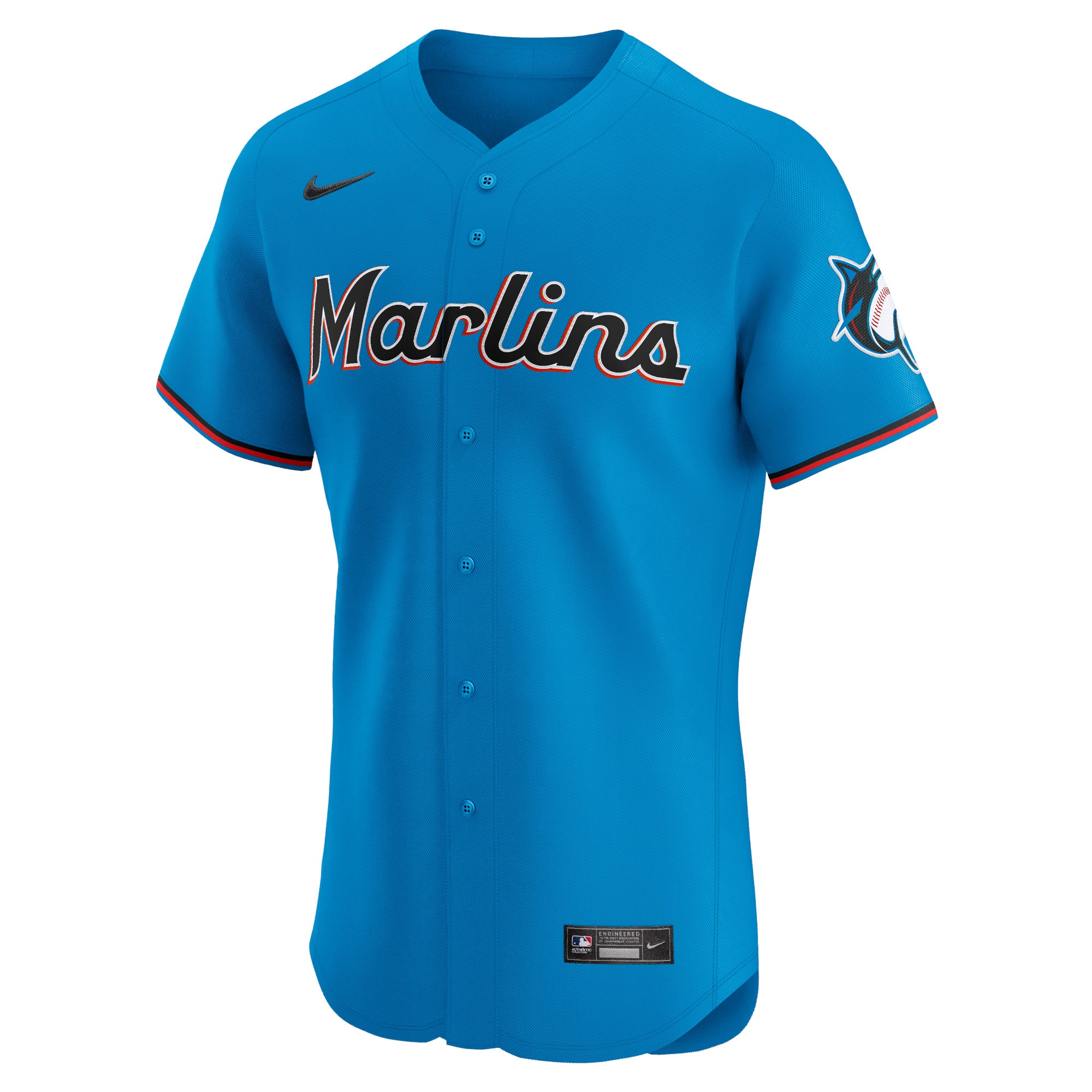 Alternative view of Miami Marlins Alternate Vapor Premier Elite Patch Baseball Jersey - Blue