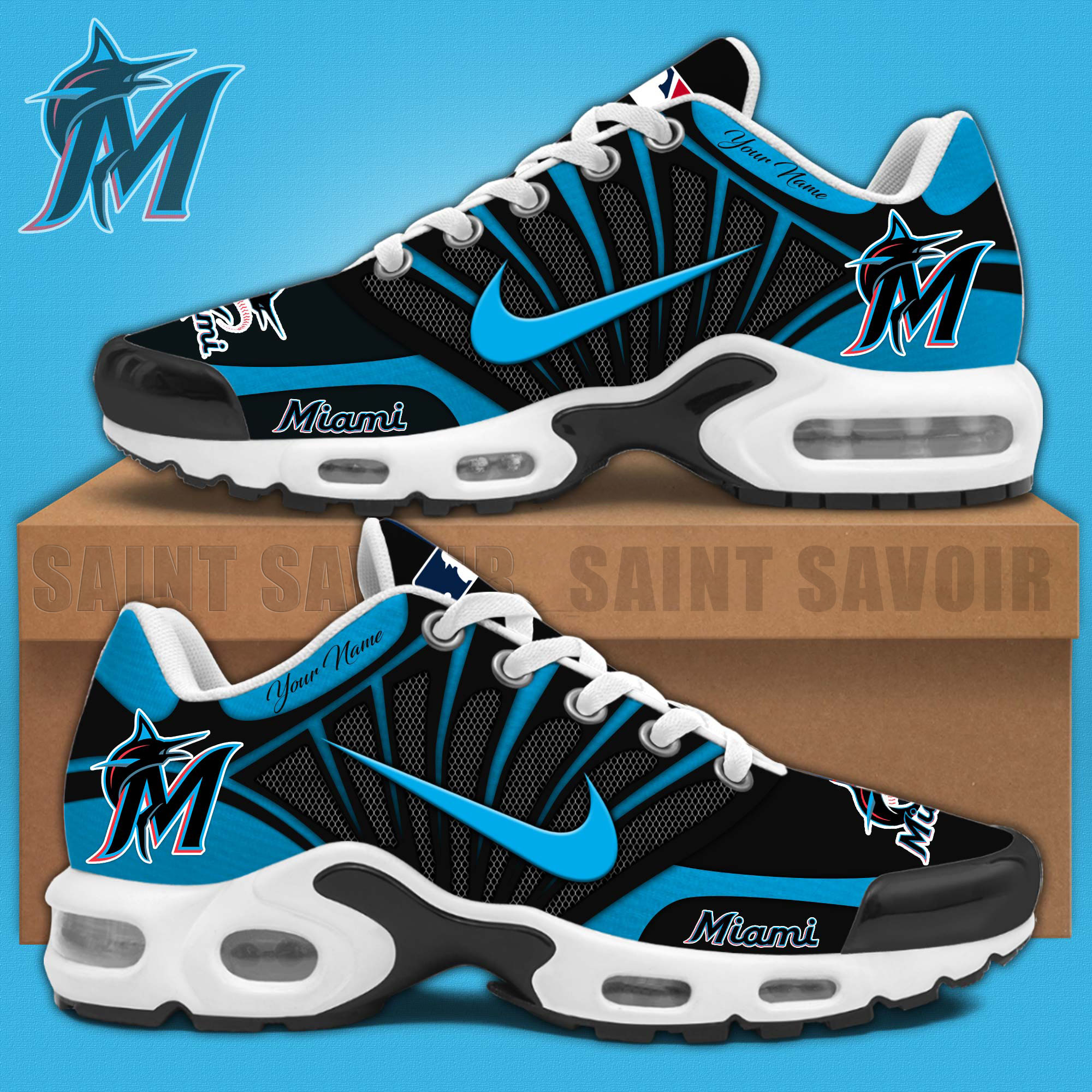 Miami Marlins Mlb Air Max Plus Shoes Custom Baseball Jersey
