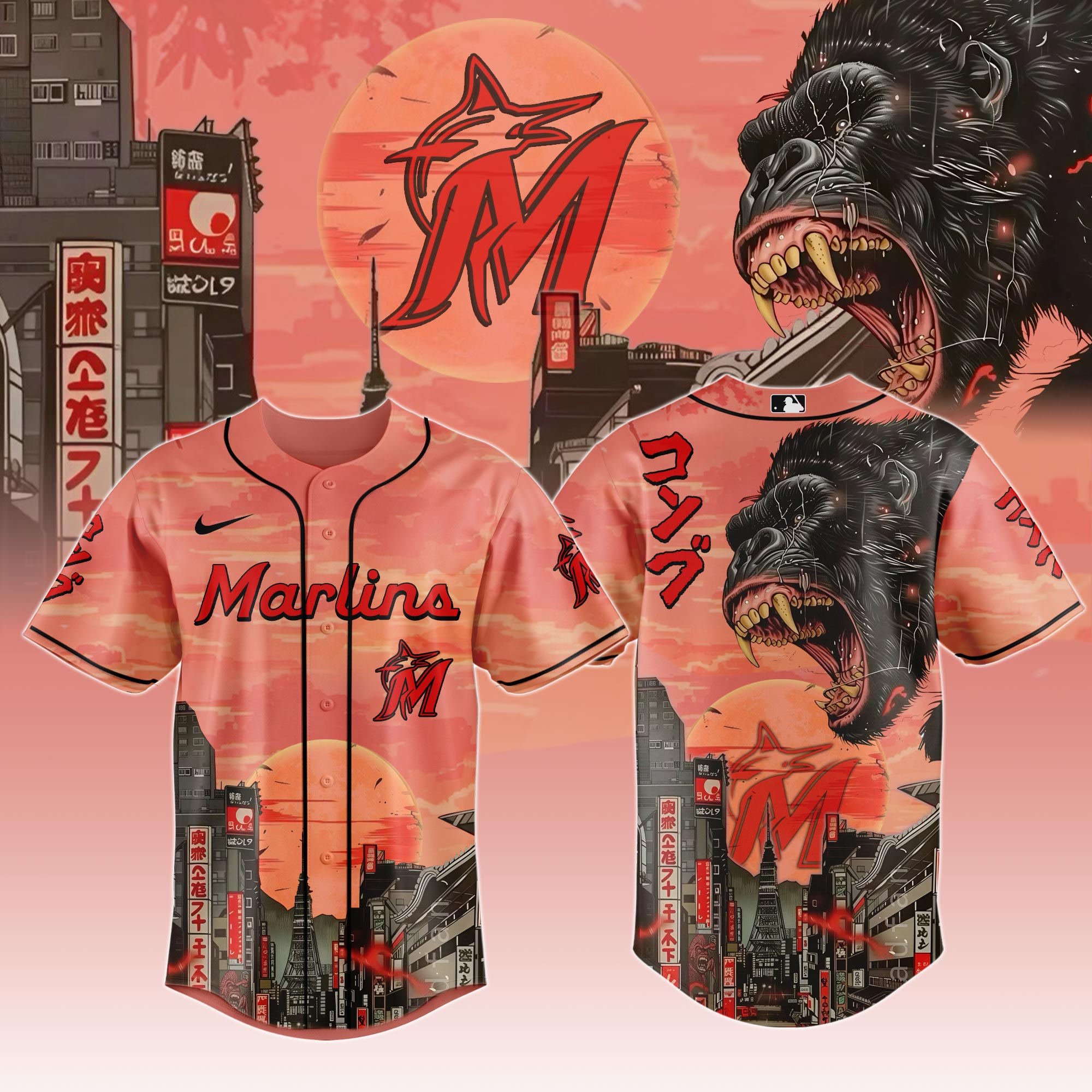 Miami Marlins Mlb X Kong Collection 1 Custom Baseball Jersey