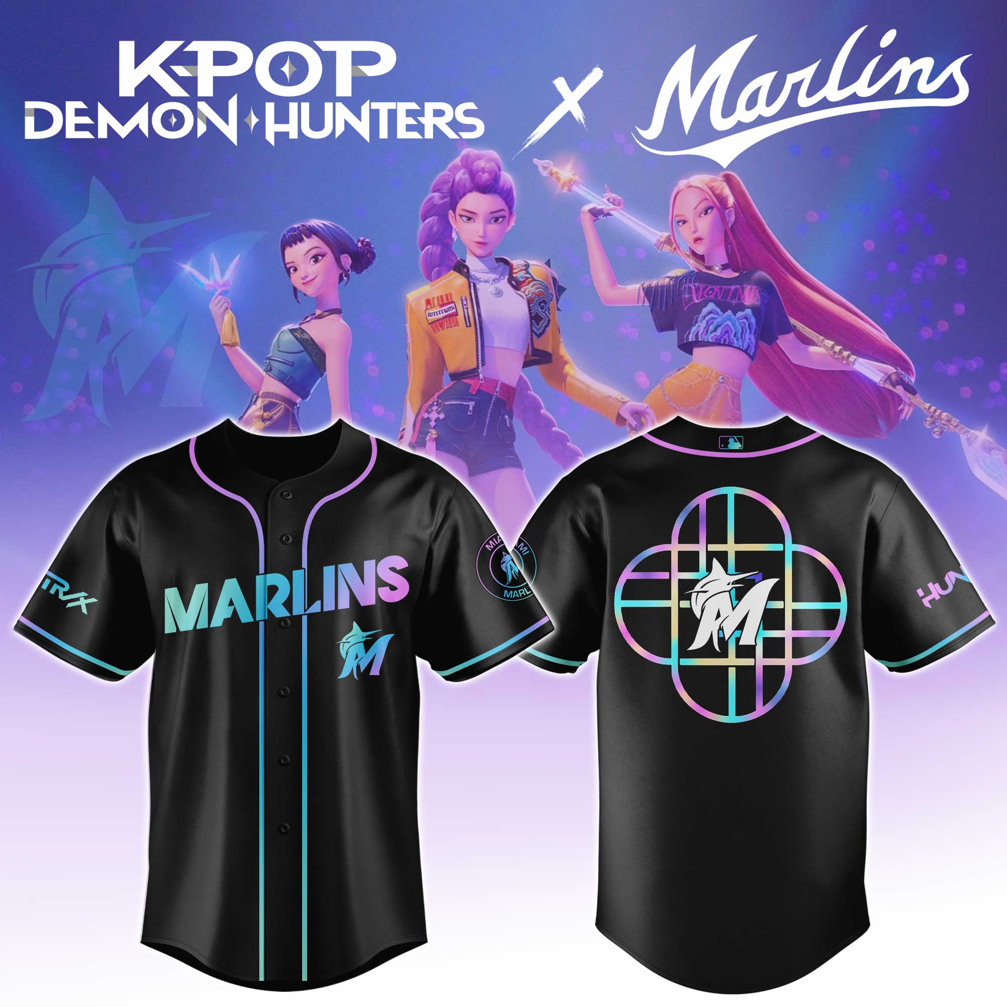 Miami Marlins Mlb X Kpop Demon Hunters Huntrx Custom Baseball Jersey