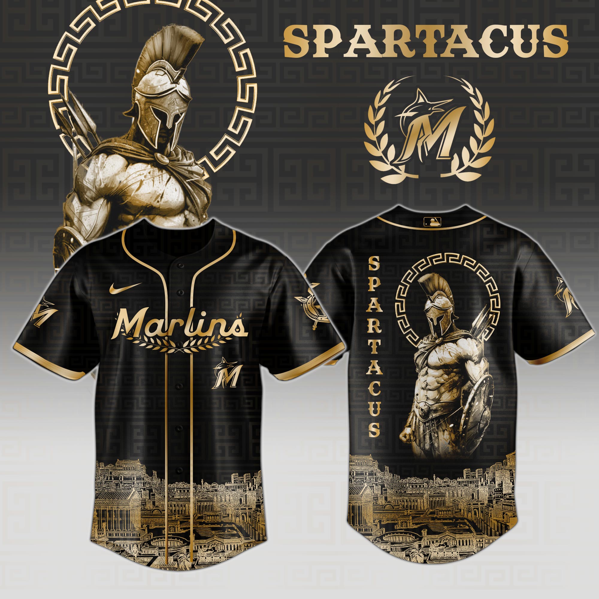 Miami Marlins Mlb X Spartacus Glory Of The Arena Power Of The Game Custom Baseball Jersey