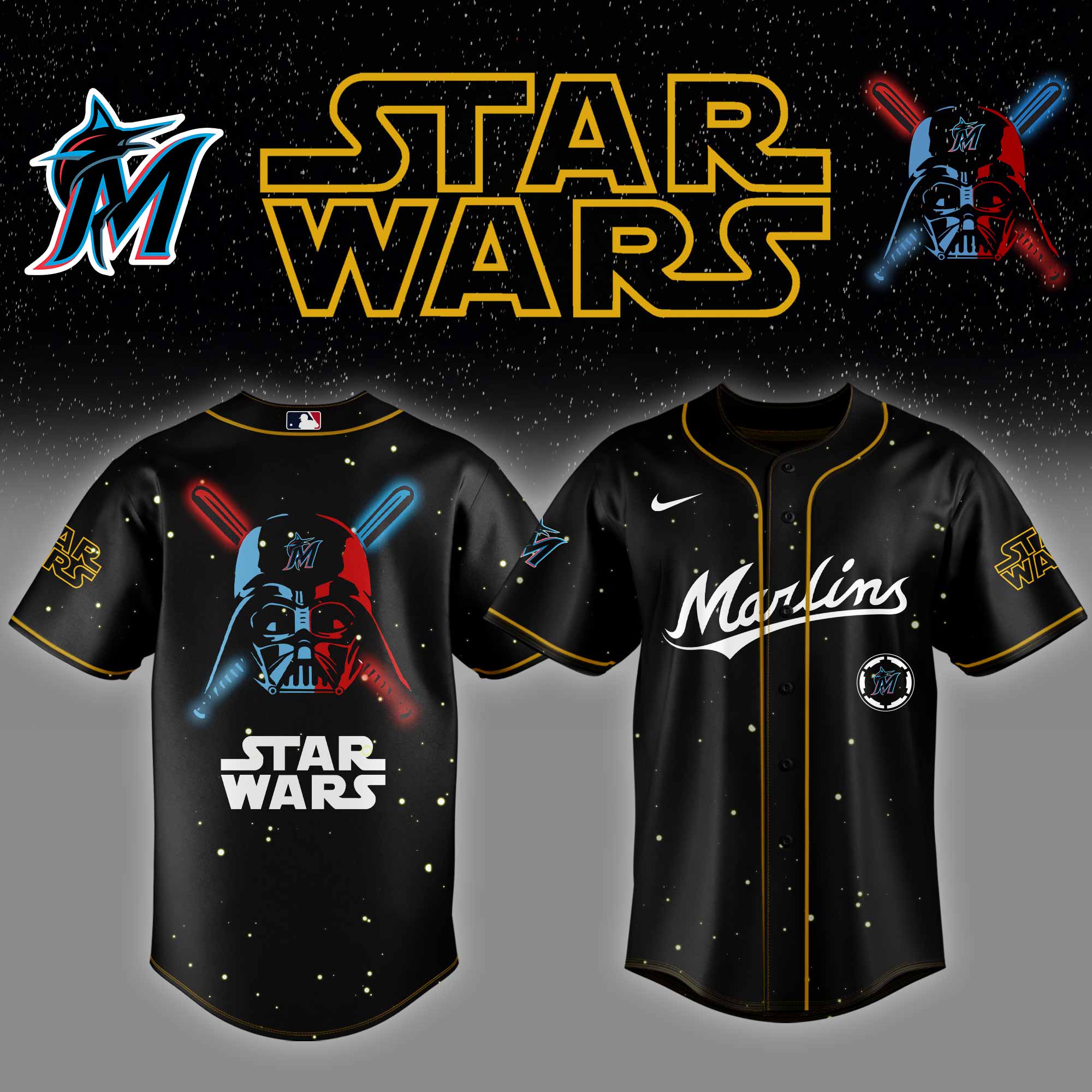 Miami Marlins Mlb X Starwars Custom Baseball Jersey