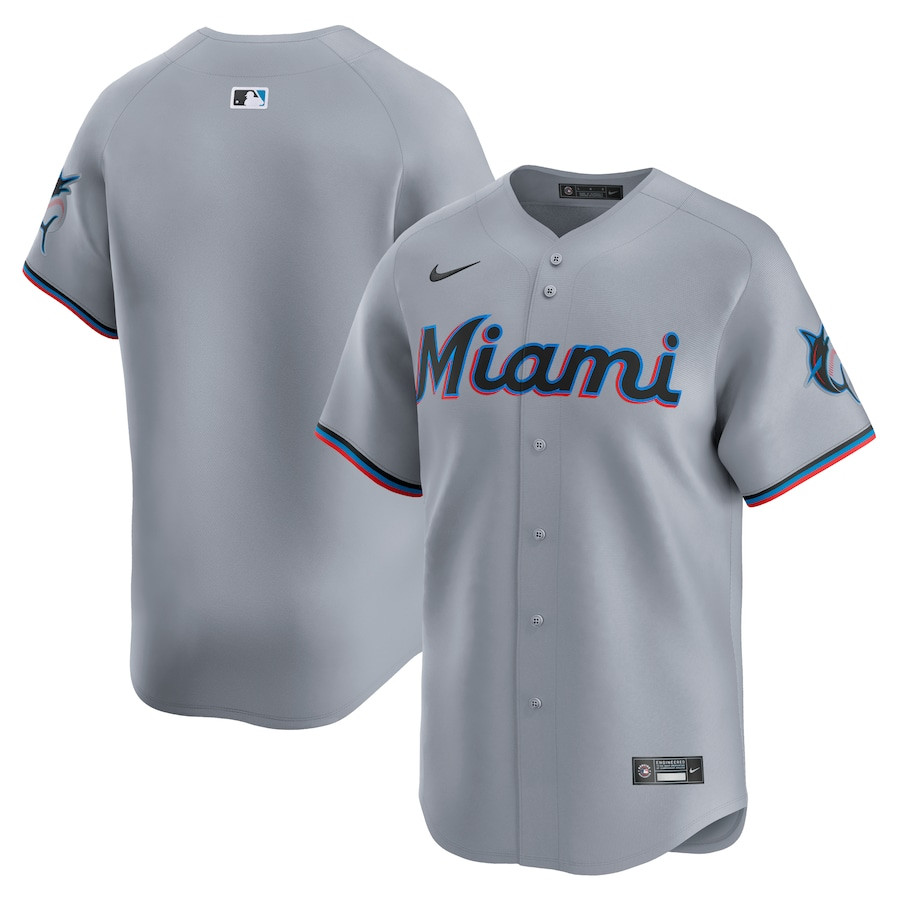 Miami Marlins Road Limited Men Jersey - Gray 