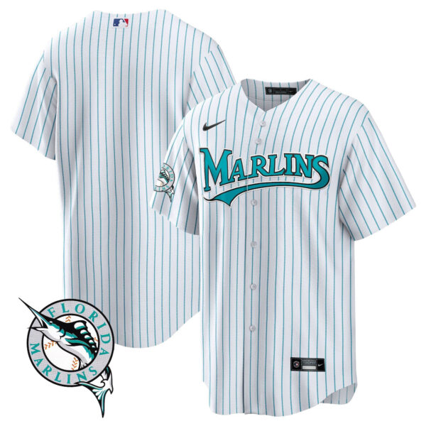 Miami Marlins Throwback Men Baseball Jersey - White 