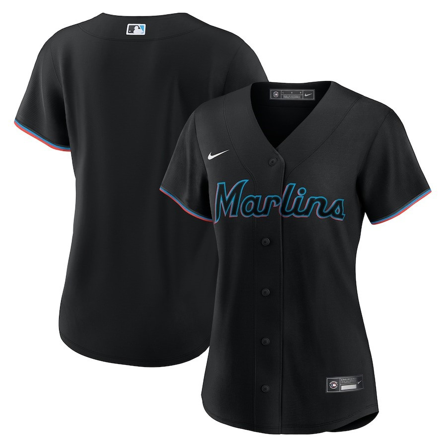 Miami Marlins Women's Alternate Team Baseball Jersey - Black 