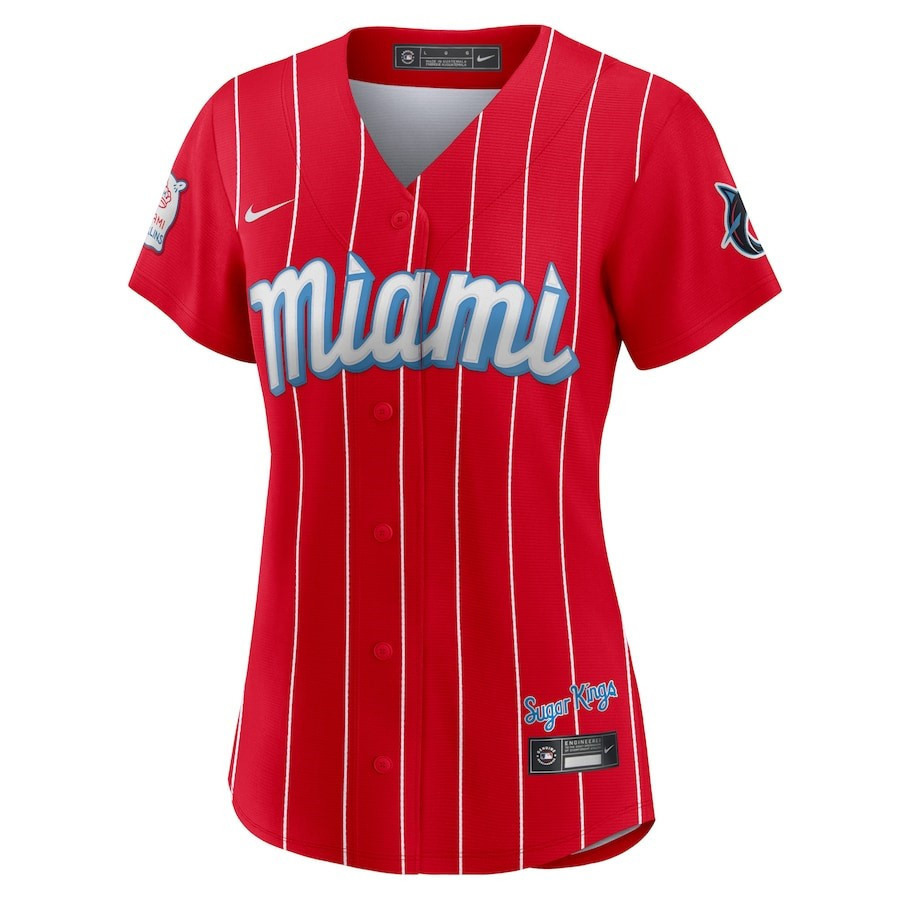 Alternative view of Miami Marlins Women's City Connect Baseball Jersey - Red 
