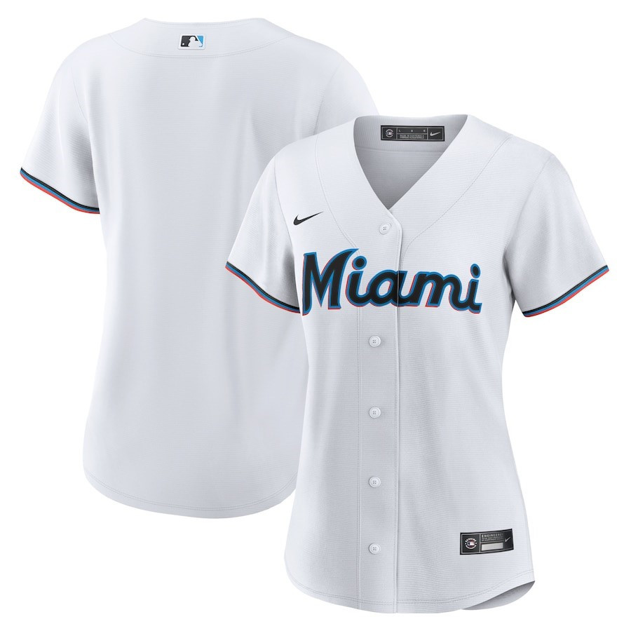 Miami Marlins Women's Home Blank Baseball Jersey - White 
