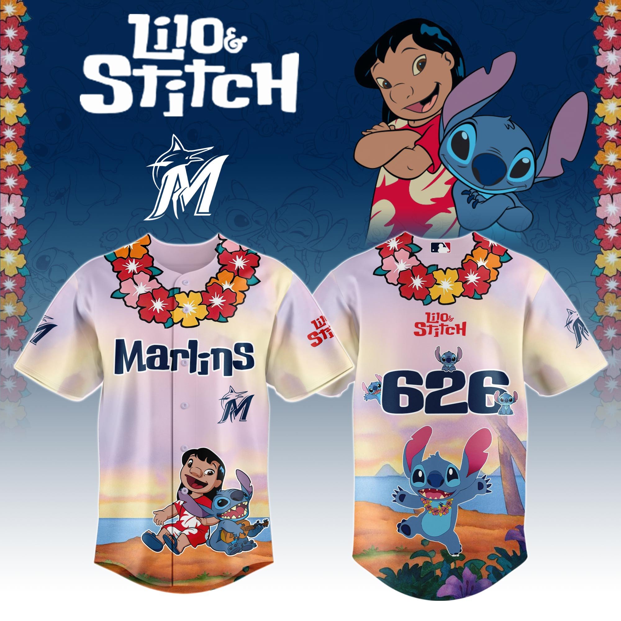 Miami Marlins X Lilo & Stitch Special Edition Custom Baseball Jersey 2025