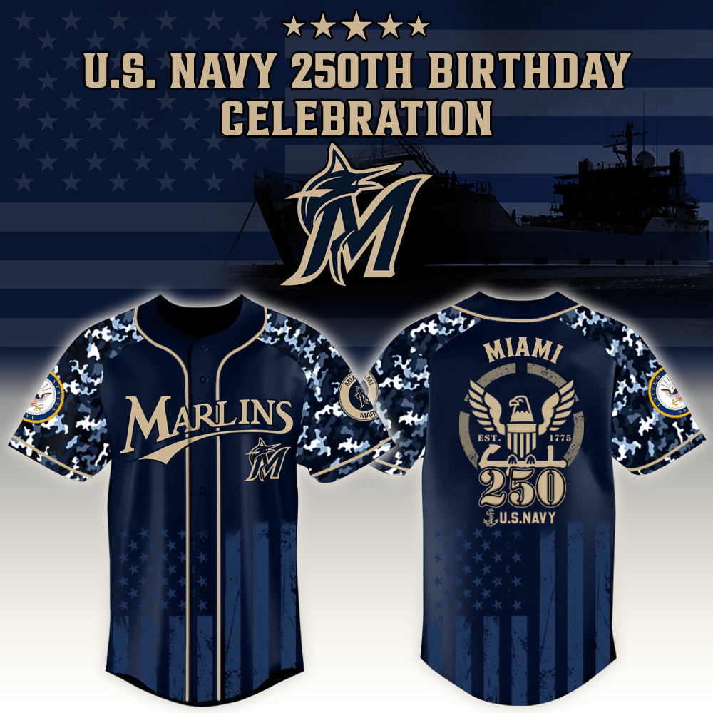 Miami Marlins X Mlb Honoring 250 Years Of The U.s. Navy – Mlb Custom Baseball Jersey