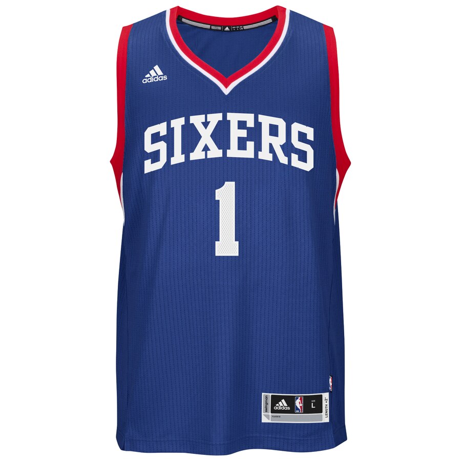 Alternative view of Michael Carter-williams Philadelphia 76ers Adidas Youth 2014-15 New Swingman Road Basketball Jersey - Royal Blue