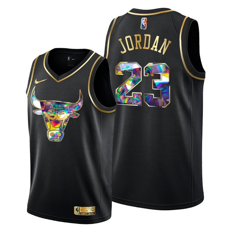 Michael Jordan 23 Chicago Bulls 75th Anniversary Team Black Basketball Jersey - Men - JS996 