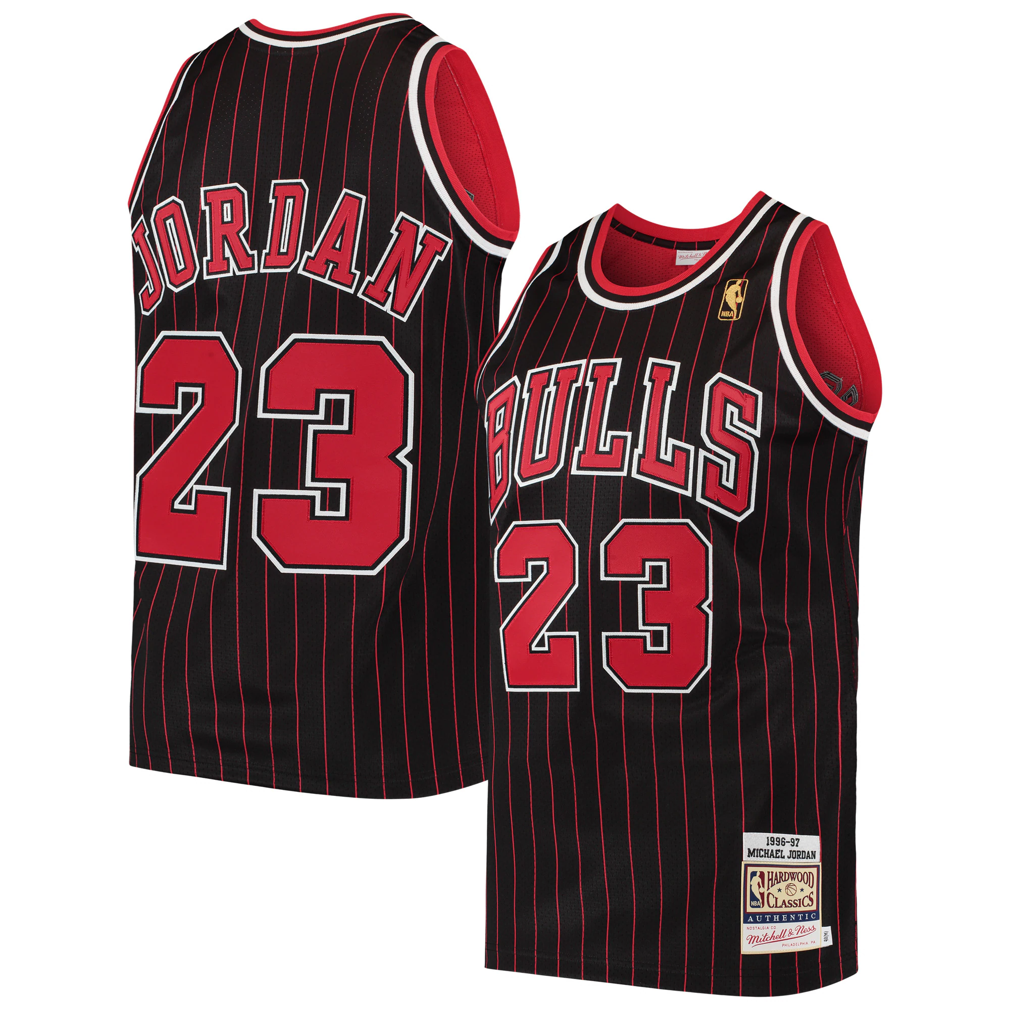 Alternative view of Michael Jordan Chicago Bulls Mitchell & Ness 1996 Hardwood Classics Authentic Basketball Jersey - Black