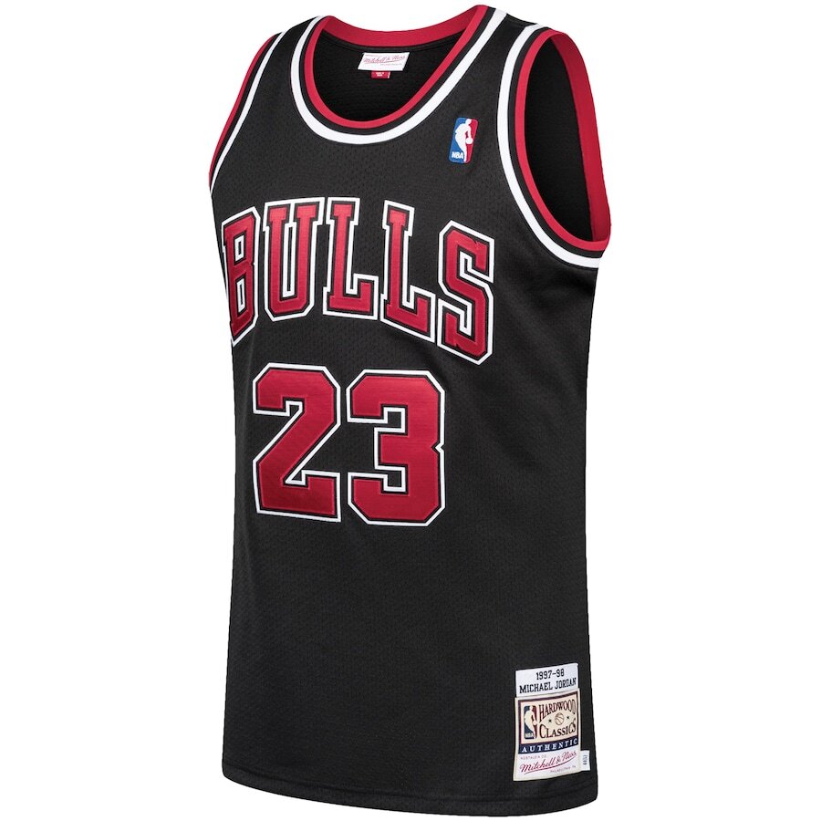 Alternative view of Michael Jordan Chicago Bulls Mitchell & Ness 1997-98 Hardwood Classics Player Basketball Jersey - Black