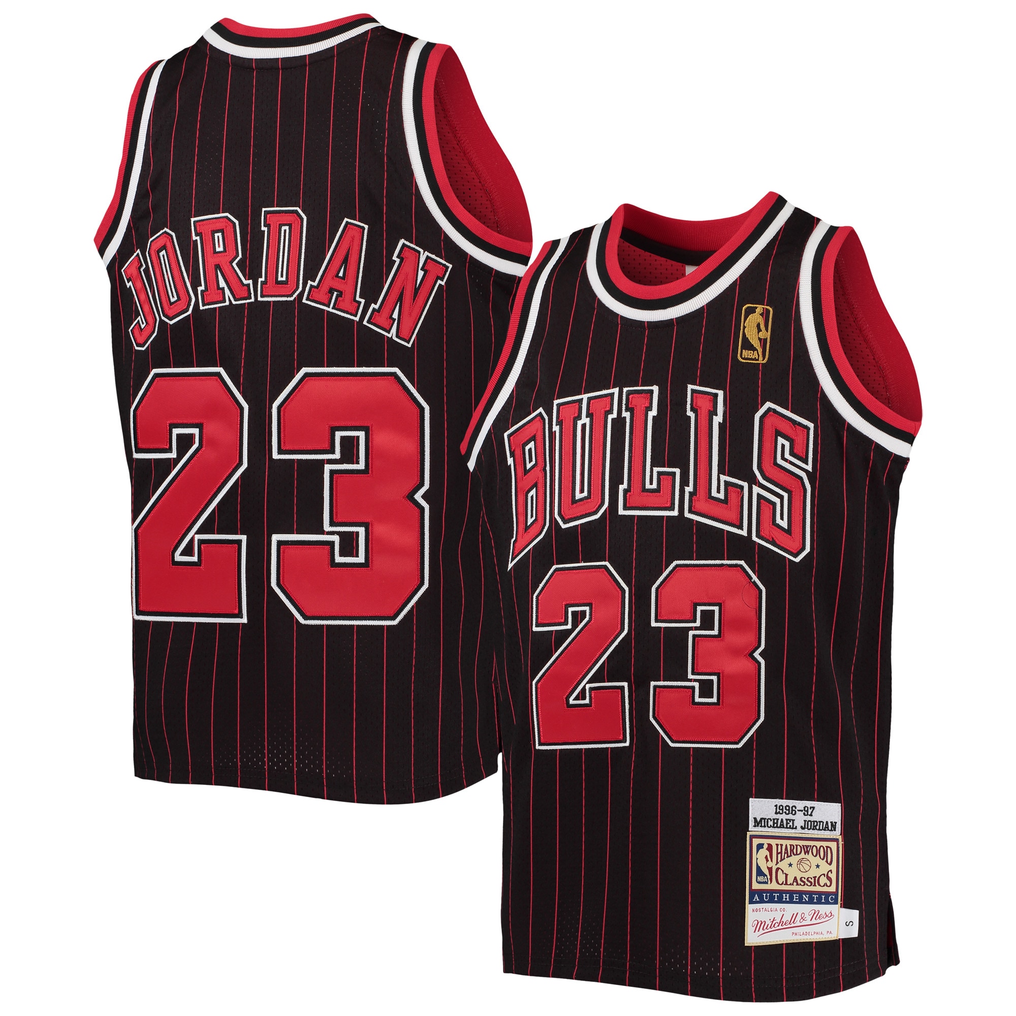 Michael Jordan Chicago Bulls Mitchell & Ness Youth 1996-97 Hardwood Classics Authentic Basketball Jersey - Black/red