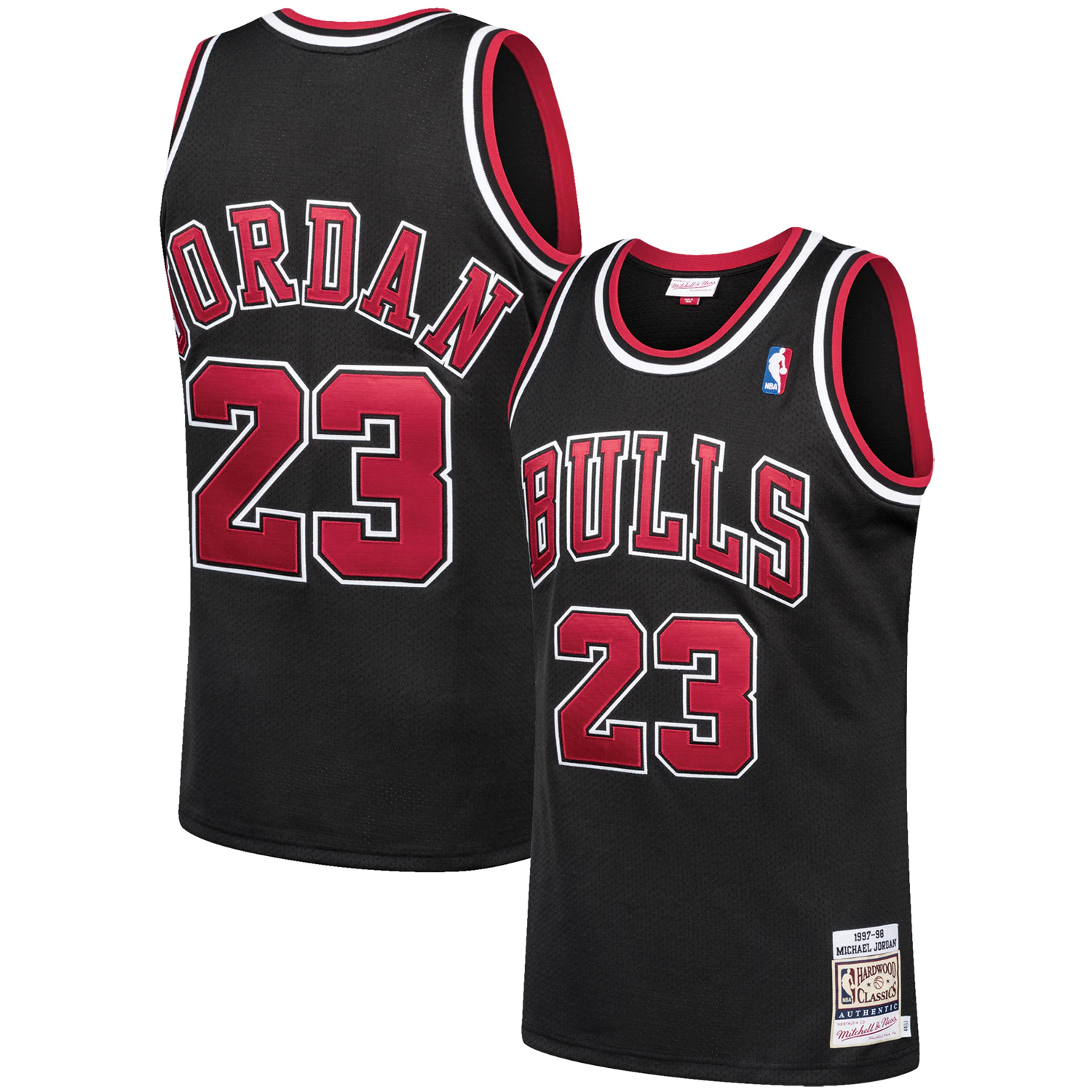 Alternative view of Michael Jordan Chicago Bulls Mitchell & Ness 1997-98 Hardwood Classics Authentic Player Basketball Jersey - Black