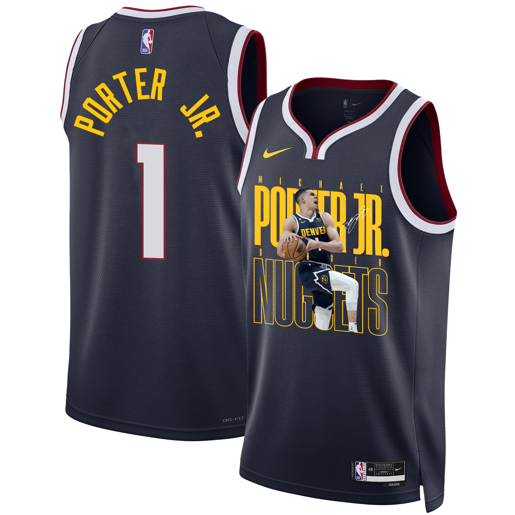 Michael Porter Jr. 1 Denver Nuggets Future Superstar 2023 NBA Champions Swingman Basketball Jersey - Black - JS157 