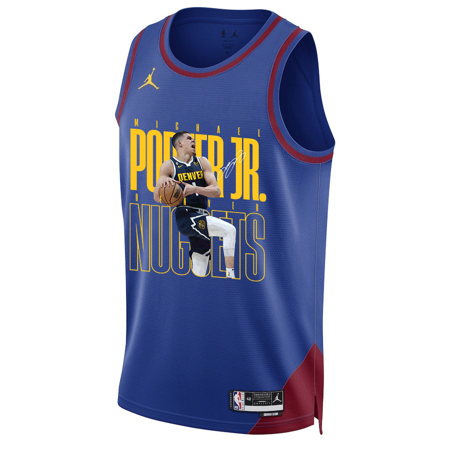 Alternative view of Michael Porter Jr. 1 Denver Nuggets Future Superstar 2023 NBA Champions Swingman Basketball Jersey - Blue - JS610 