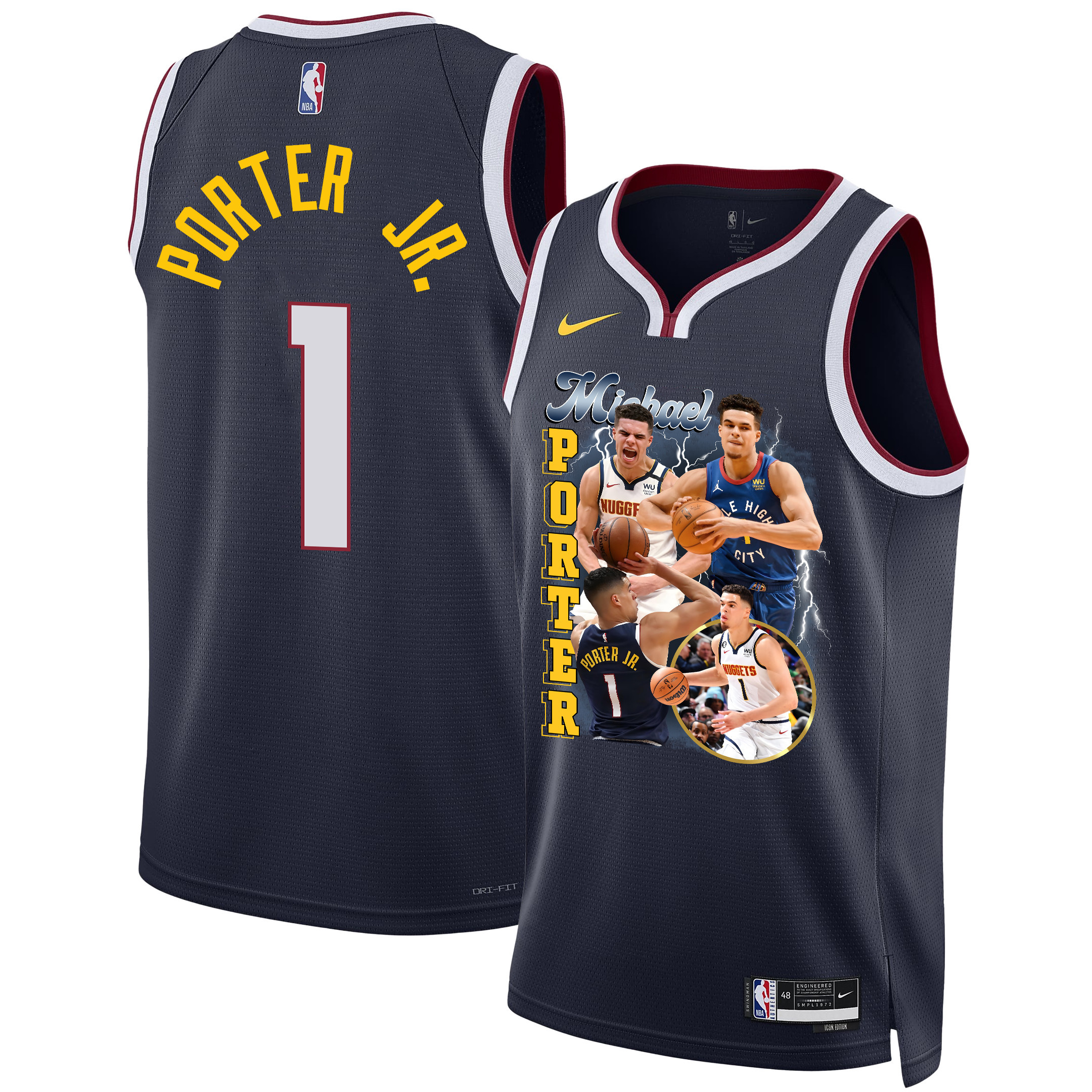 Michael Porter Jr. 1 Denver Nuggets Soaring Forward 2023 NBA Champions Swingman Basketball Jersey - Black - JS353 