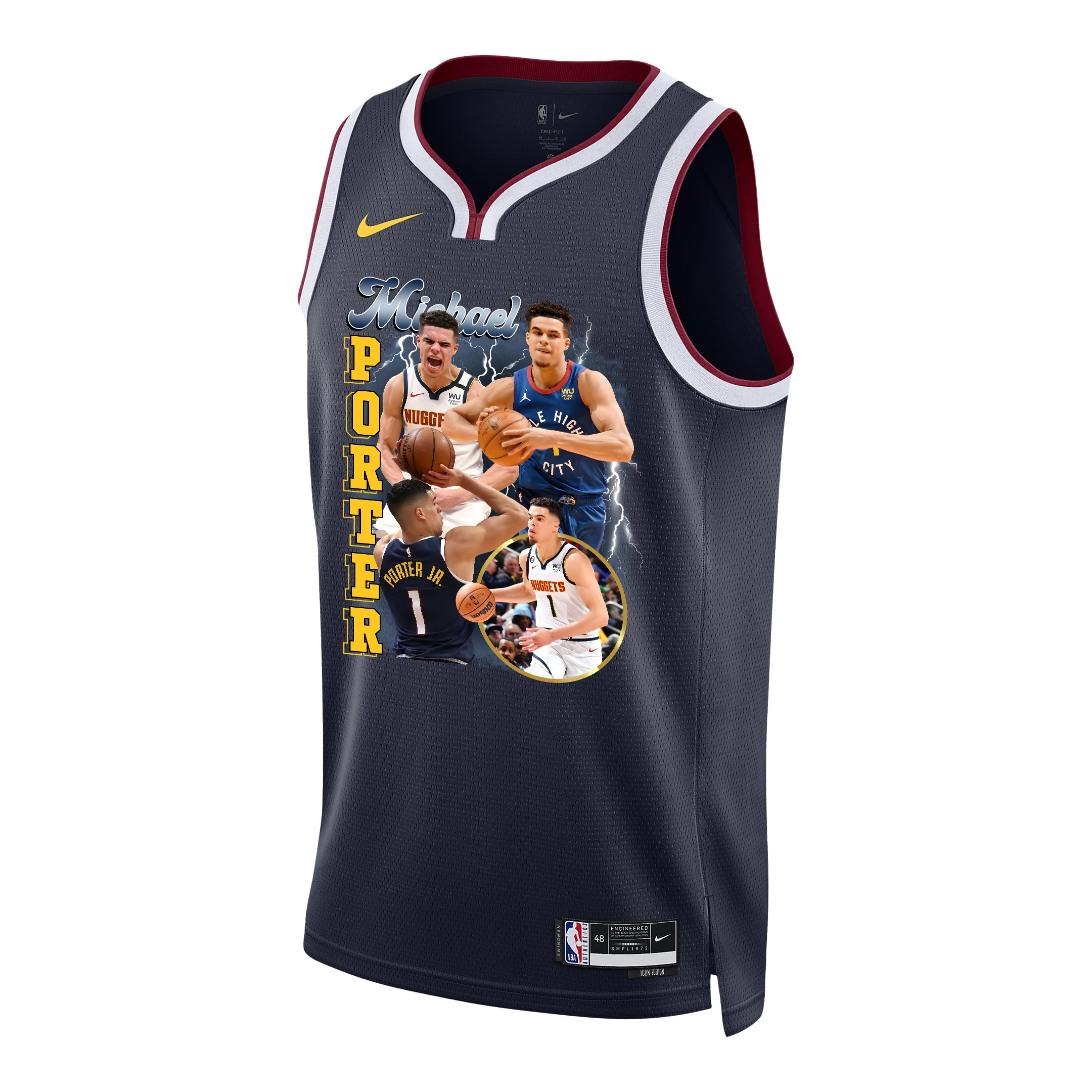 Alternative view of Michael Porter Jr. 1 Denver Nuggets Soaring Forward 2023 NBA Champions Swingman Basketball Jersey - Black - JS353 