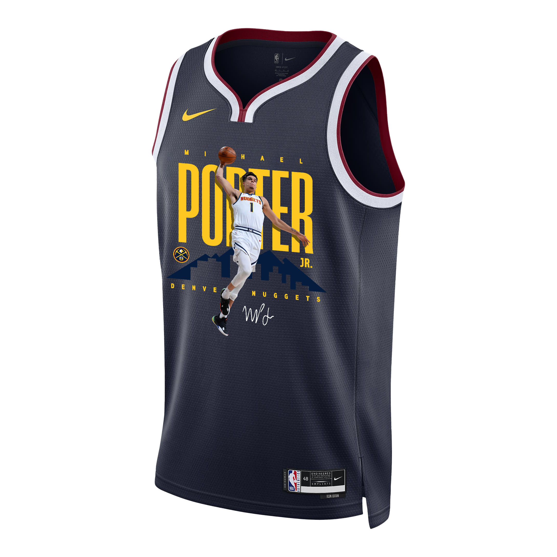 Alternative view of Michael Porter Jr. 1 Denver Nuggets X-Factor Player 2023 NBA Champions Swingman Basketball Jersey - Black - JS268 