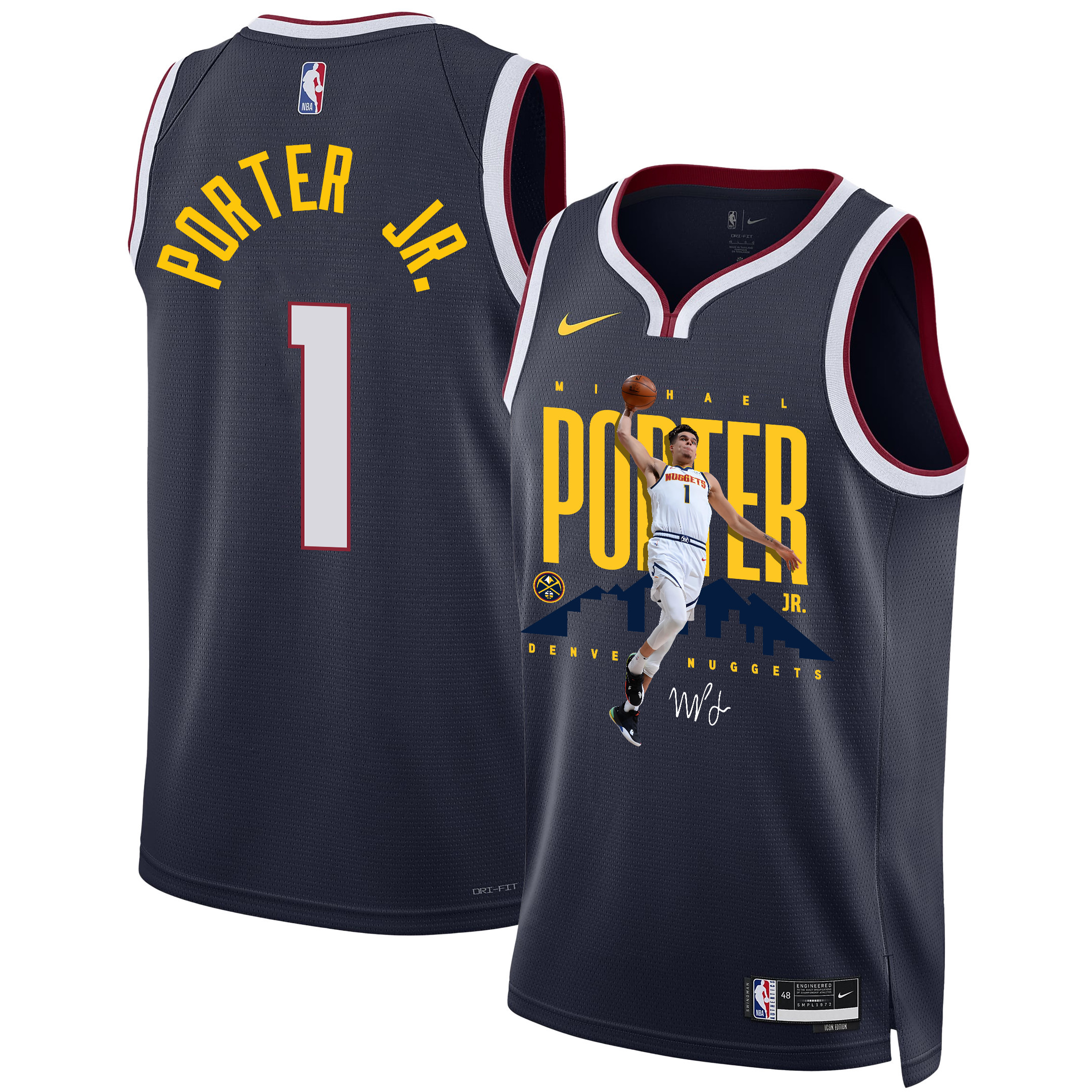 Michael Porter Jr. 1 Denver Nuggets X-Factor Player 2023 NBA Champions Swingman Basketball Jersey - Black - JS268 