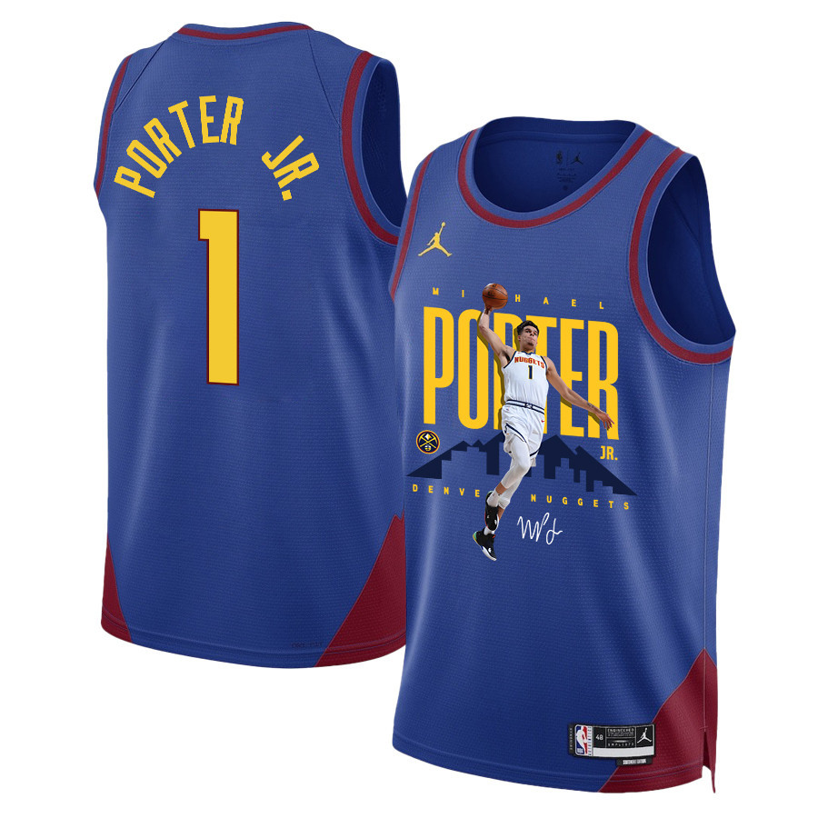 Michael Porter Jr. 1 Denver Nuggets X-Factor Player 2023 NBA Champions Swingman Basketball Jersey - Blue - JS692 