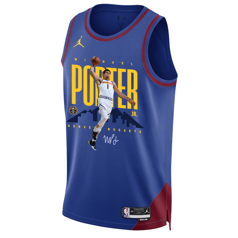 Alternative view of Michael Porter Jr. 1 Denver Nuggets X-Factor Player 2023 NBA Champions Swingman Basketball Jersey - Blue - JS692 