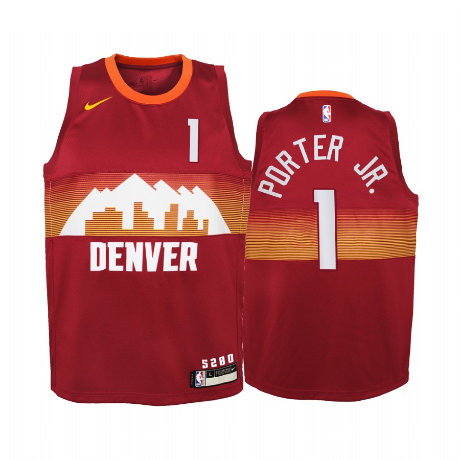 Michael Porter Jr. Denver Nuggets 2020-21 City Red Youth Basketball Jersey - New Uniform