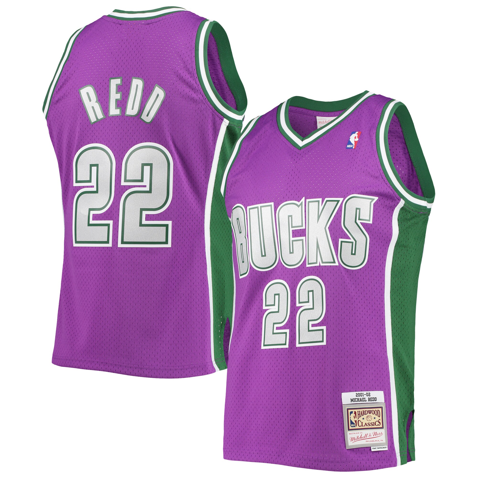 Alternative view of Michael Redd Milwaukee Bucks Mitchell & Ness Hardwood Classics Swingman Basketball Jersey – Purple – Jsfangear Basketball Jersey Store