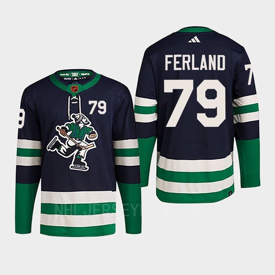 Micheal Ferland 79 Reverse Retro 2.0 2022 Vancouver Canucks Navy Hockey Jersey Primegreen - JS325 